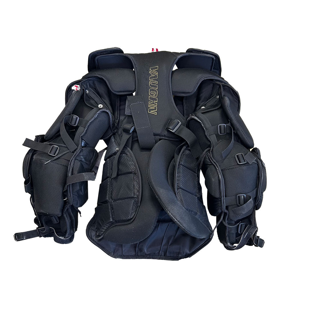 Vaughn Velocity V10 Pro Spec – Plastron de gardien de but Pro d'occasion (noir)
